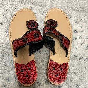 Jack Rogers Women's Red and Black Leopard Sandals